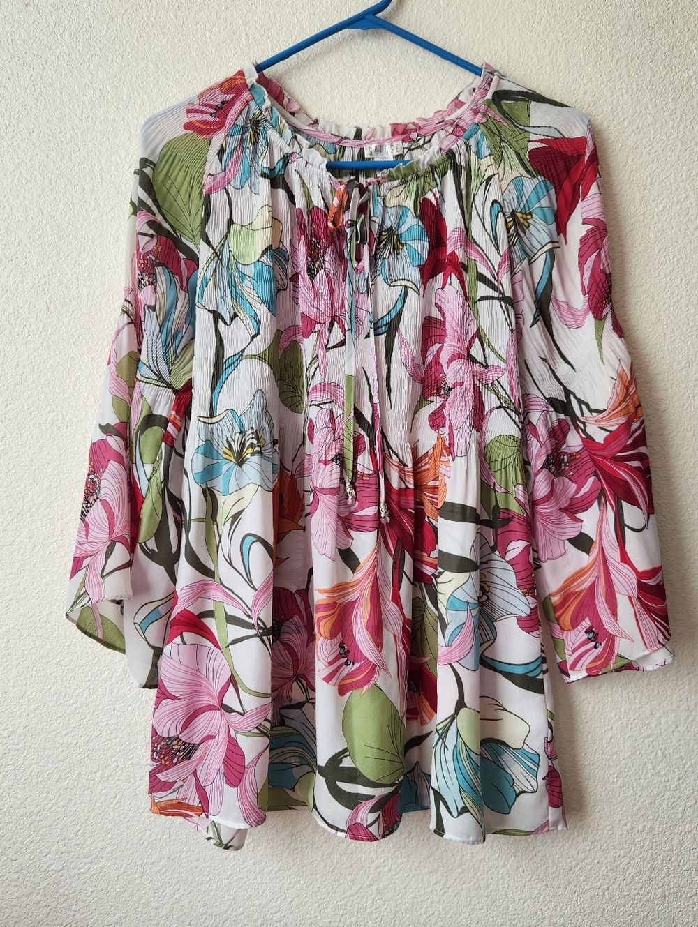 Spense Floral Peasant Blouse Size Medium Flared Sleeve